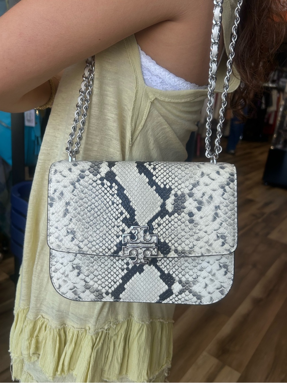Tory Burch Snake Embossed Shoulder Bag - Picture 3 of 9